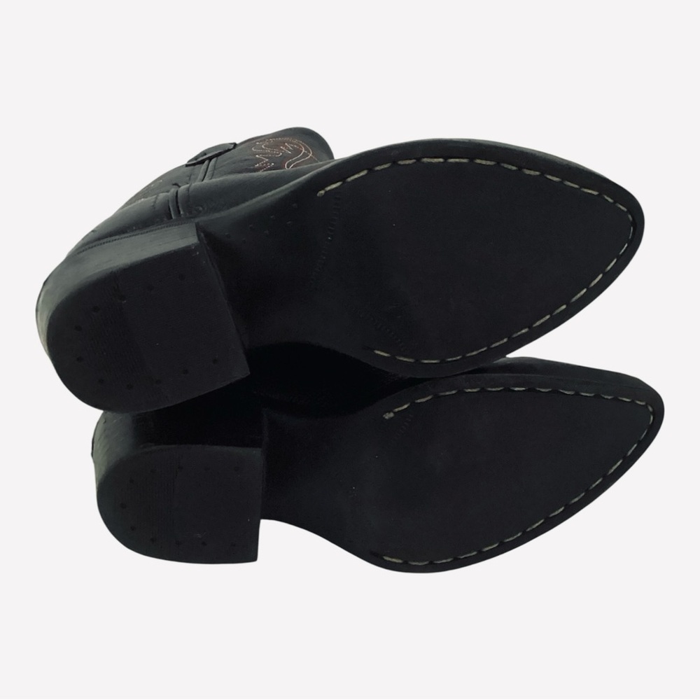 Old West Cowboy Boots Black Leather Western Pull On B8110 Child Boys Size 10.5D - Picture 6 of 11
